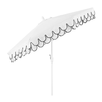 Tracy 9 ft. Classic MidCentury Scalloped Fringe Market Patio Umbrella
